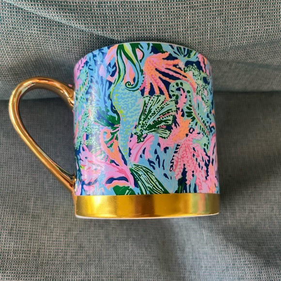 Lilly Pulitzer Vibrant Sea Life Mug with Gold Handle - Picture 2 of 3